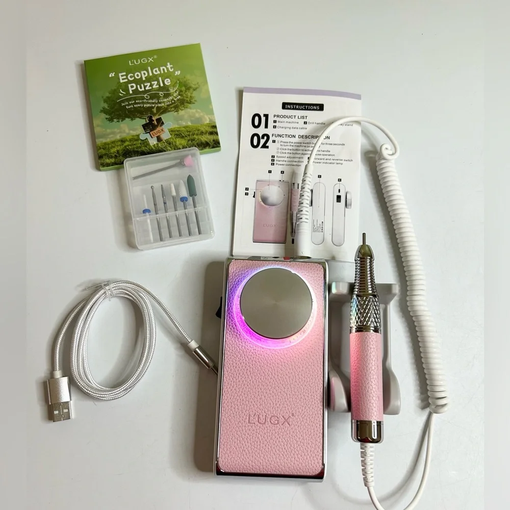 L'UGX Pink Leather Professional Nail Drill LG902